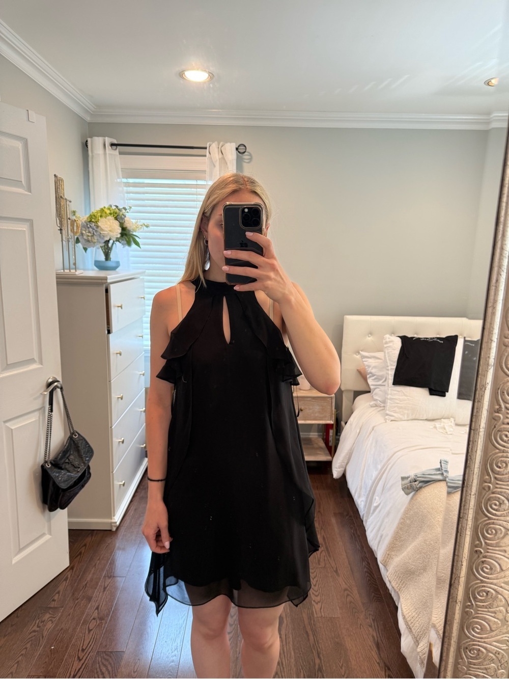 Black Chiffon Mini Dress
